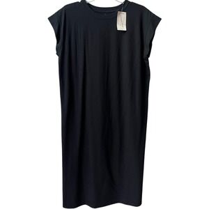 Universal Thread Short Sleeve Midi Dress Womens Medium Black Stretchy Comfy NWT